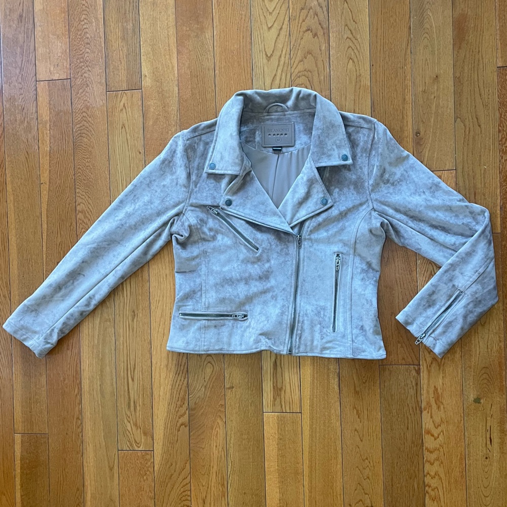 Blank NYC Tan Velvety Moto Jacket, Size Medium 🏍️